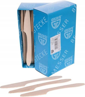 Noże Drewniane Jednorazowe Grawe 19cm 97 Sztuk Eko