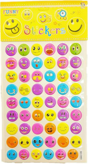 Naklejki Emotki Emocji Buźki Wypukłe 54 szt, 3