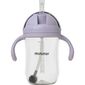 Bidon - niekapek ze słomką tritanowy 330 ml Lilac flower / Mininor