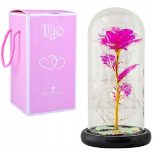 WIECZNA RÓŻA W SZKLE ŚWIATEŁKA LED flower box rose