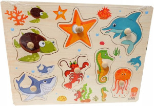 Drewniane Puzzle Z Uchwytami Układanka Edukacyjna
