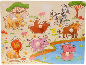 Drewniane Puzzle Z Uchwytami Układanka Edukacyjna