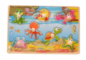 Drewniane Puzzle Z Uchwytami Układanka Edukacyjna