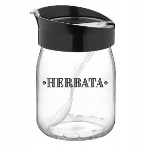 Pojemnik Słoik na Herbatę z Łyżeczką Szklany 580ml