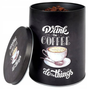 Puszka na Kawę z Pokrywką Czarna Aluminium Coffee