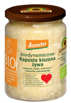 Kapusta kiszona żywa niepasteryzowana Bezglutenowa Demeter BIO 540 ml (400
