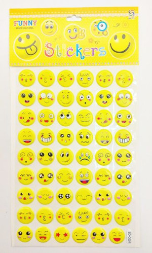 Naklejki Emotki Emocji Buźki Wypukłe 54 szt, 5