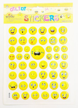 Naklejki Emotki Emocji Buźki Wypukłe 49 szt, 8