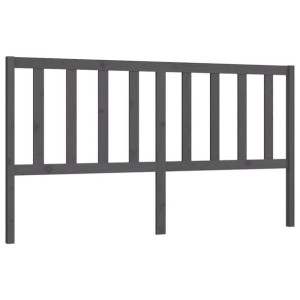 Wezgłowie łóżka, szare, 206x4x100 cm, lite drewno sosnowe