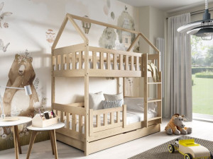 Łóżko piętrowe DOMEK ZUZIA 160x80 z materacami