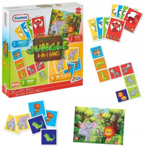 Zestaw Gier Familijnych Rodzinnych Jungle 4w1