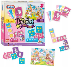 Zestaw Gier Familijnych Rodzinnych Unicorn 4w1
