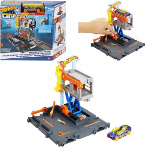 Hot Wheels City Zestaw Rajdowy Warsztat Z Windą