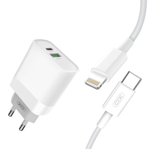 Ładowarka Sieciowa L64 Pd Qc 3.0 20w 1x Usb 1x Usb-c Biała + Kabel Usb-c