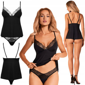 Obsessive Bella Rou Komplet Top Figi czarny XL/2XL
