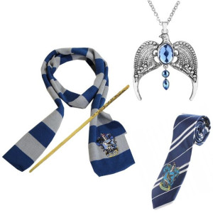 Harry Potter Ravenclaw Luna Lovegood Zestaw Szalik Różdżka Krawat Naszyjnik