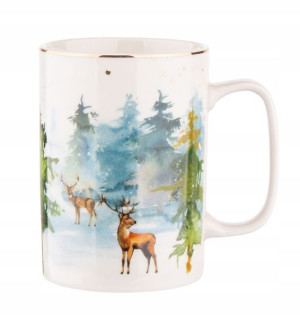 Kubek Porcelanowy Świąteczny Zimowy Jeleń 300 ml