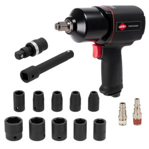 Klucz udarowy 1/2" z nasadkami w walizce  ( 45411 + 10 nasadek) 1800 Nm