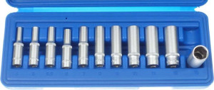 Nasadki długie 6-kątne, 1/4", 4-13 mm,11 szt.