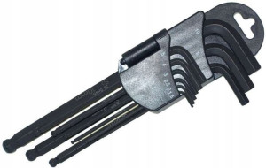 Klucze imbus 1.5-10 mm z kulką i magnesem, 9 szt.