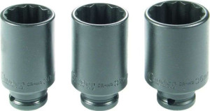 Nasadki udarowe 1/2", 30-36 mm, 3 szt., 12-kątne