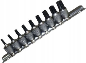Nasadki Torx Plus 5-kątne z otworem TS10-TS50, 1/4", 9 szt.