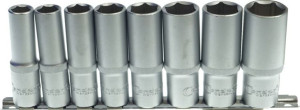 Nasadki długie 6-kątne, 1/2", 1/2"-15/16", 8 szt.