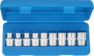 Nasadki Torx E10-E24, 1/2", 9 szt.