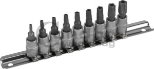 Nasadki Torx Plus 5-kątne z otworem TS10-TS50, 1/4", 9 szt.