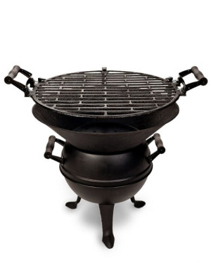 Grill węglowy żeliwny beczkowy kociołek ruszt