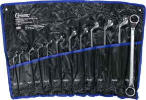 Klucze oczkowe odgięte 6-32 mm, 12 szt., chrom