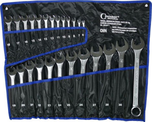 Klucze płasko oczkowe  6-32 mm, 25 szt., chrom
