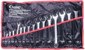 Klucze płasko oczkowe 1/4''-1.1/4", 16 szt.
