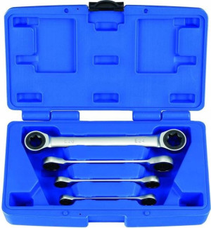 Klucze oczkowe Torx E6-E24, z grzech, 4 szt.