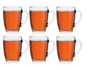 Kubek TEDI szklanka z uchem zestaw 6 sztuk pojemność 375 ml