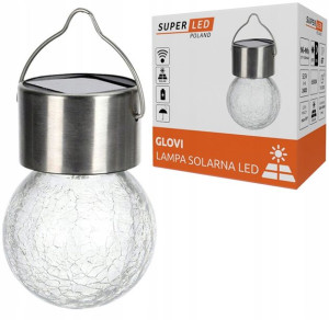 Lampa Ogrodowa LED Solarna Kula Wisząca Szklana
