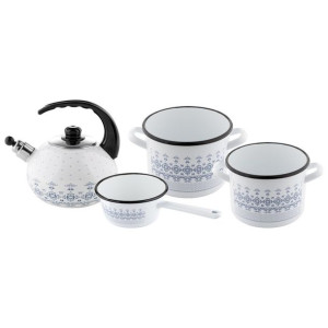 garnki emaliowane proste majolica  b/p komplet 5el