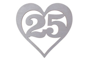 Drewniane Serduszko/ Serce 12 Cm - 25 Urodziny/ Rocznica