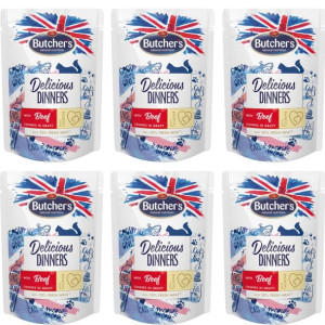 BUTCHER`S Delicious Dinners Cat wołowina 6x100g
