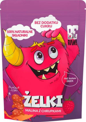 Żelki malina z chrupkami Bez Cukru 35 g BeRAW! Kids