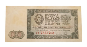 Stary Banknot kolekcjonerski Polska 2 zł 1948