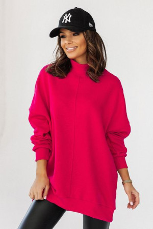 Różowa bluza Simple ze stójką i przeszyciami M/L