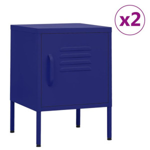 Szafki nocne, 2 szt., granatowe, 35x35x51 cm, stalowe