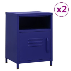 Szafki nocne, 2 szt., granatowe, 35x35x51 cm, stalowe