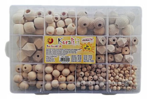 Zestaw Koralików Drewnianych 507szt Mix Kształtów