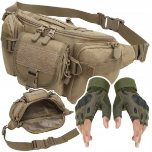 Saszetka Nerka Biodrowa + Rękawice Taktyczne L/xl