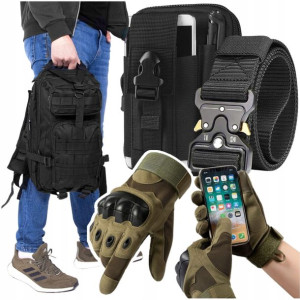 Zestaw Wojskowy Plecak 35l Survival Nerka Rękawice