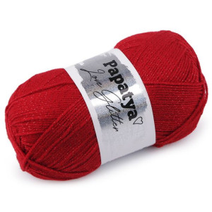 Włóczka Z Lureksem Papatya Love Glitter 100 G - Czerwona