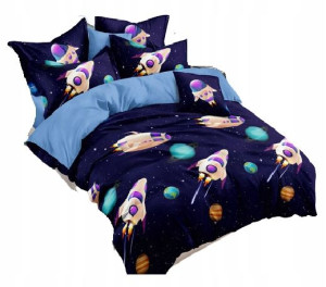 Pościel 160x200 Kosmos Rakieta Planety Komplet 3d