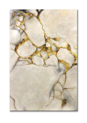 Obraz olejny ręcznie malowany Złoty Marmur 80x120cm
